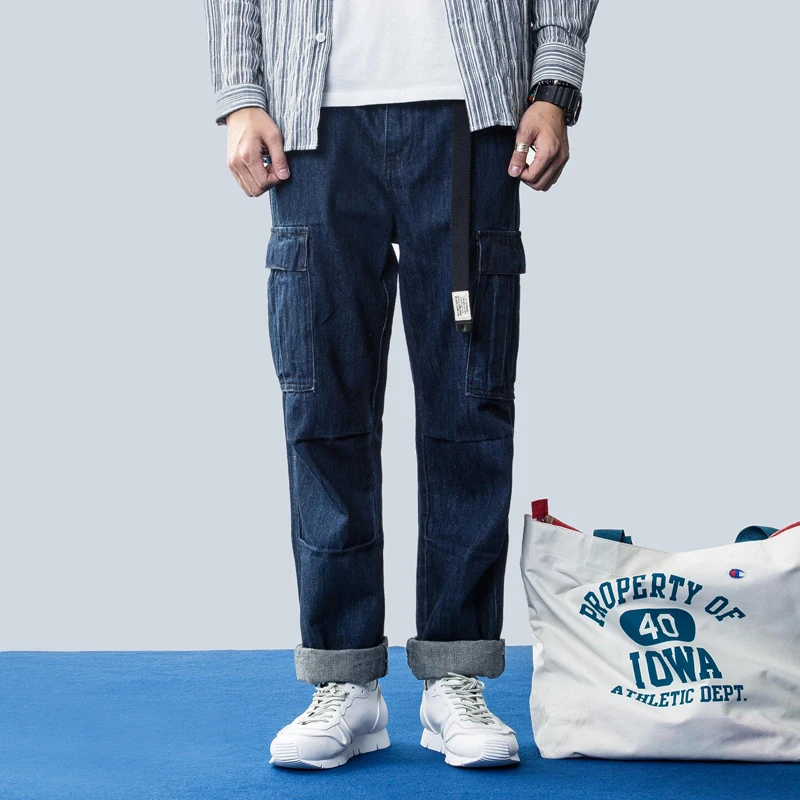 

2023ss Washed Denim Cargo PantsTrousers Joggers Straight Pants Streetwear Traf Techwear Sweatpants Men's Clothing Clothes