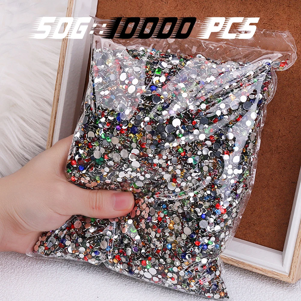 Bulk 10000pcs Jelly AB Resin non-hot Nail Rhinestones Resin Flatback Plastic Crystals Strass Gems Stone Mix for DIY Nail 50g