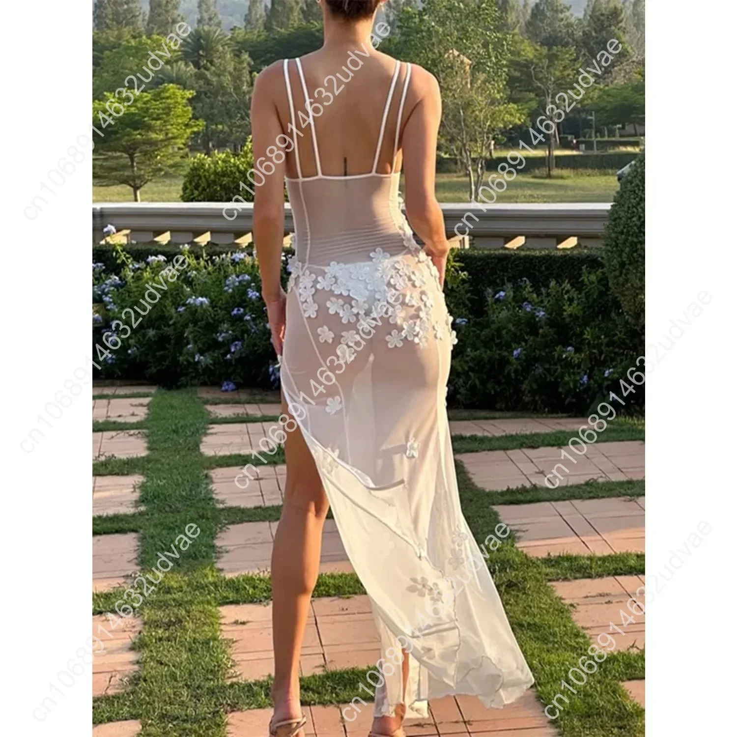 مثير انظر من خلال الدانتيل الشفاف فستان ماكسي المرقعة عارية الذراعين Bodycon فساتين طويلة شاطئ عطلة ملابس الحفلات