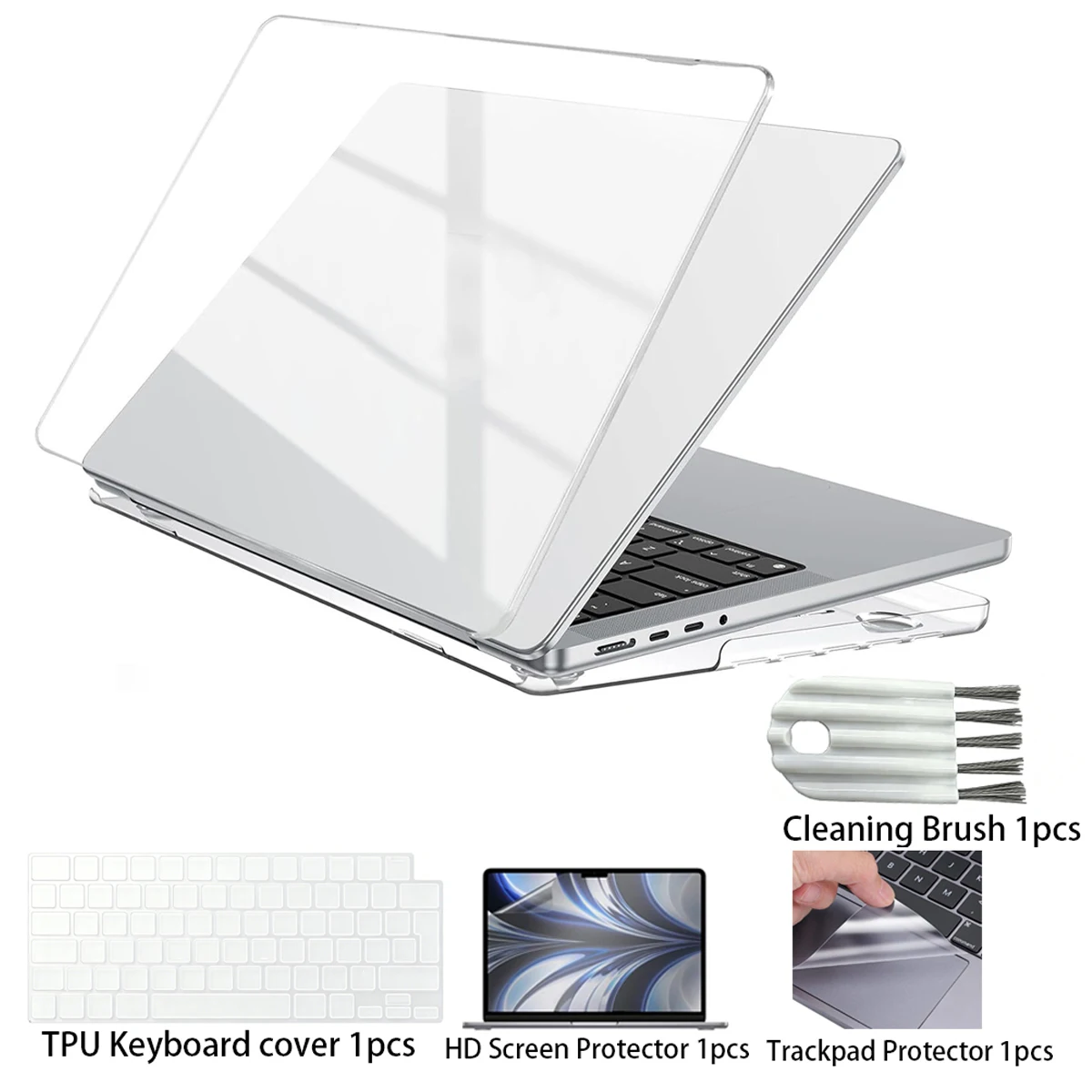 Case for MacBook Pro14 M5 M4 M3 M2 M1 Chip with Keyboard cover,Trackpad Protector and Screen Cover Crystal Clear Hard Shell Case