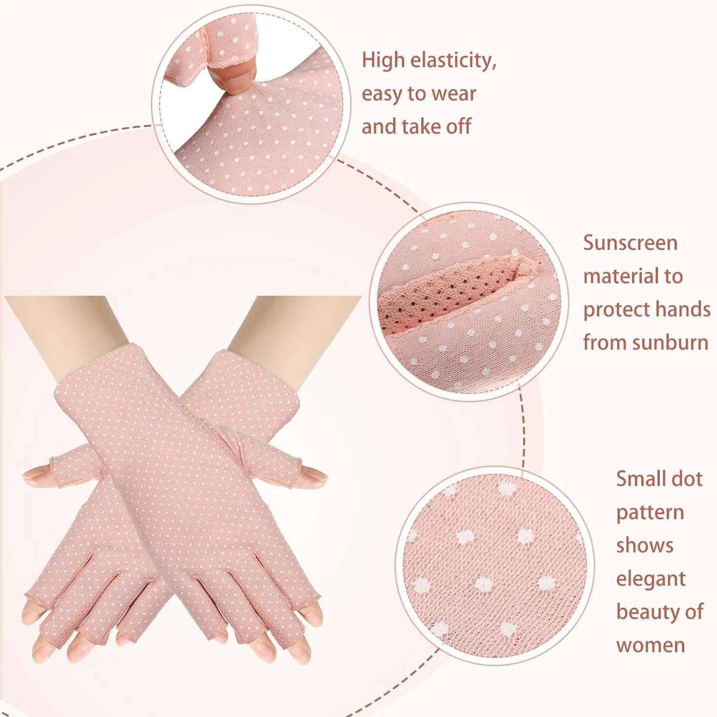 Women Sunscreen Fingerless Gloves UV Protection Half Finger Gloves Summer Sunblock Gloves for Driving Riding Fishing Golfing