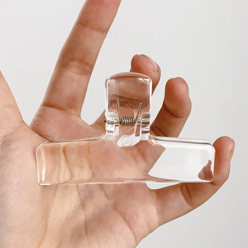 1 قطعة مشبك شفاف من الأكريليك حساب يدوي مشبك كبير مجلد ذيل طويل لحامل مجلد أوراق اختبار مكتب الطالب #1