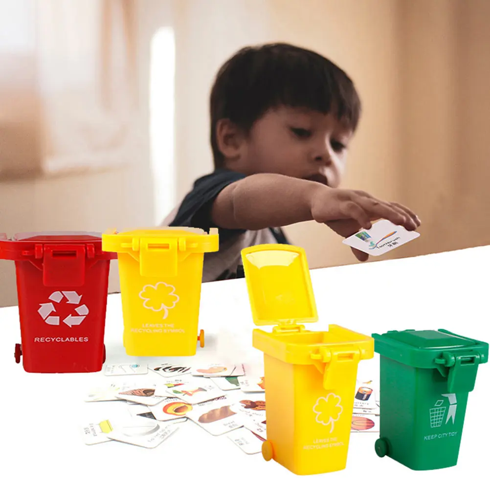 Garbage Can Trash Toy Mini Bin Truck Toys Kids Cans Miniature Curbside Sorting Recycle Desk Educational Model Vehicles Bins Game