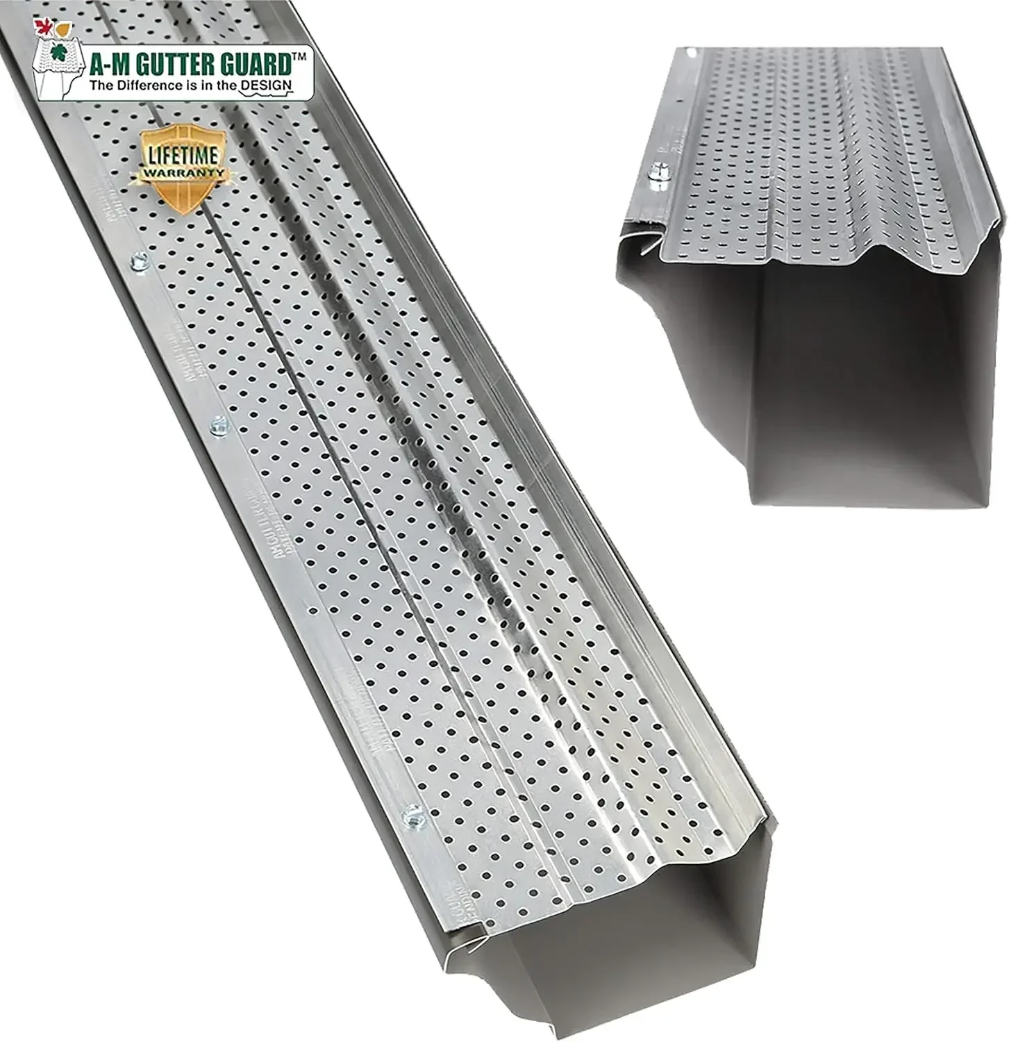 A-M Gutter Guard – Premium Heavy-Duty Lifetime Quality Aluminum - Leaf & Debris Protection, (5 Inch - 100 Feet, Mill Finish) - D