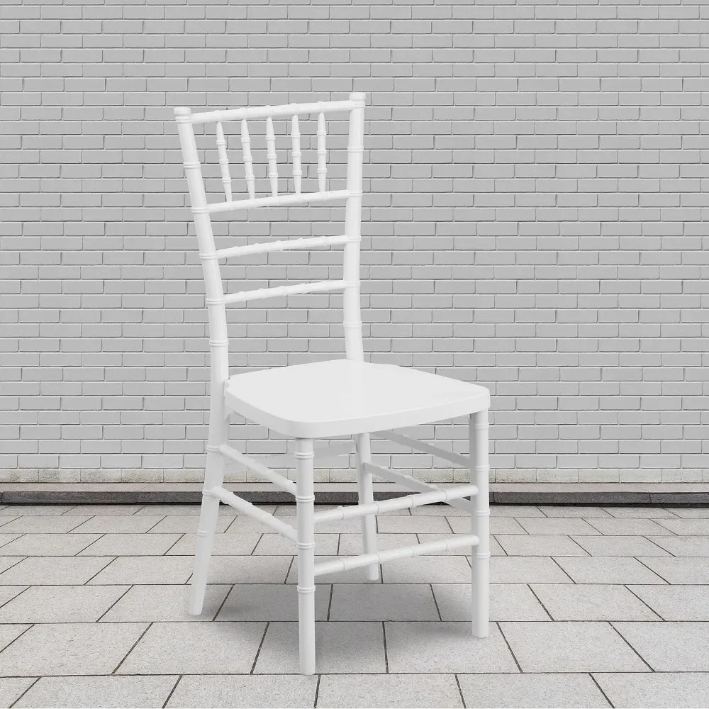 2 Pack Resin Stacking Chiavari Chair, for Dining, Events and Weddings, Party Chair, White, Leisure Outdoor