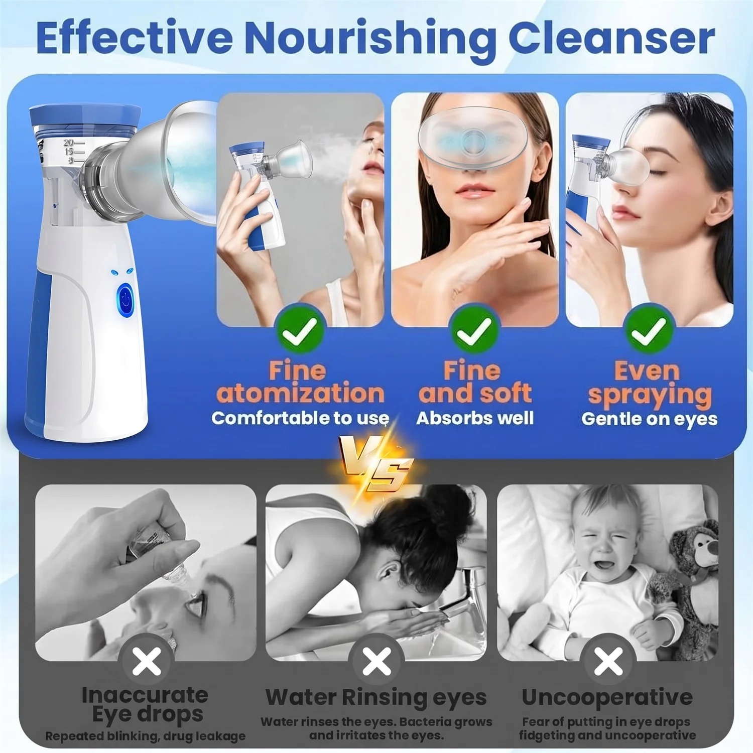 1pc Nano Atomizing Eye Hydrating Instrument, Eye&Skin Spa Beauty Instrument, 2-in-1 Eye Massager