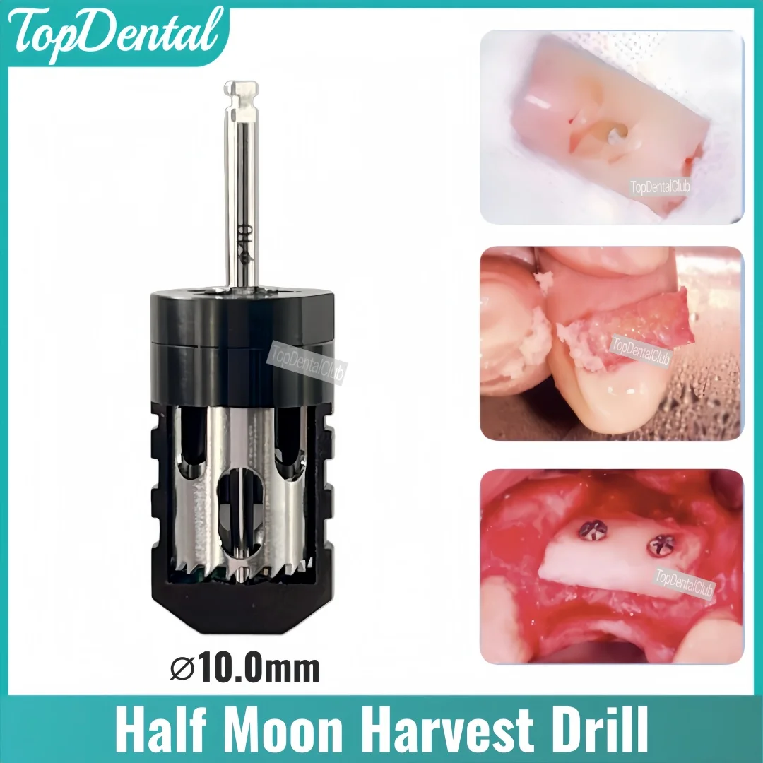 

⌀10mm Dental SLT Semilunar Technique Half Moon Bone Removal Drill Harvest Drill Bone Augmentation Bone Slice Sampling Trephine