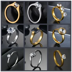 New Hot Sale Stainless Steel Women's Rings Wholesale Popular Crystal Lucky Ring For Women Engagement Jewelry Dorpshipping