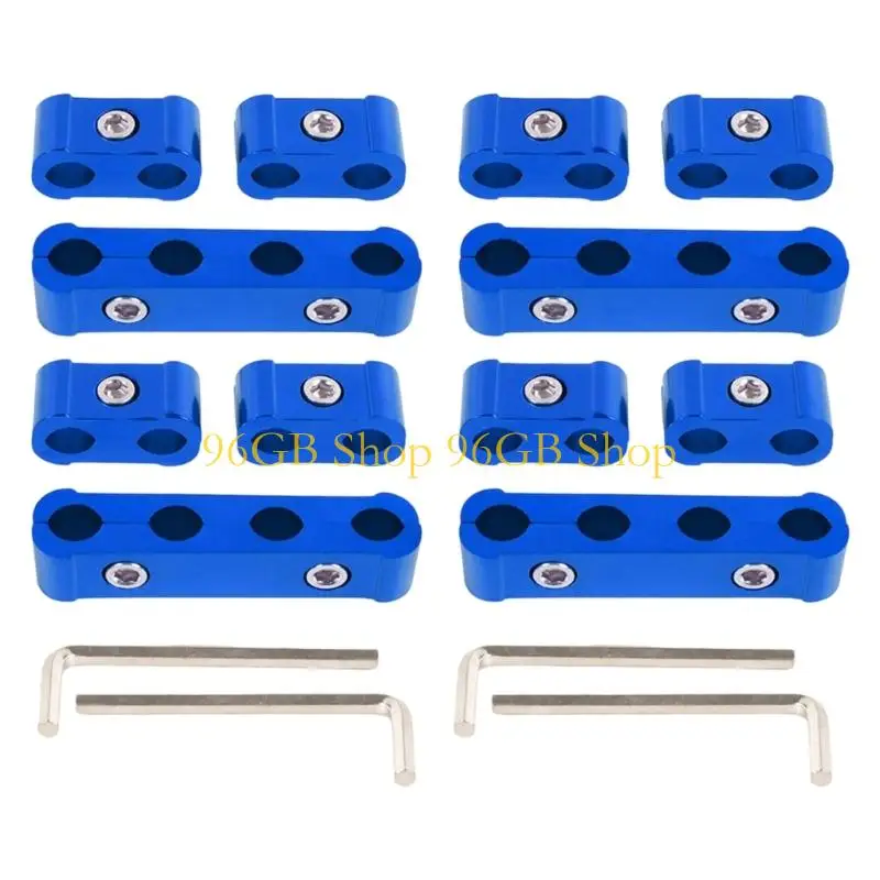 

96GB 12Pcs Automotive Outlet Wire Separators 4 Hole & 2 Hole Engine Cable Clamps Aluminum Planner Set For 8mm 9mm 10mm Cables