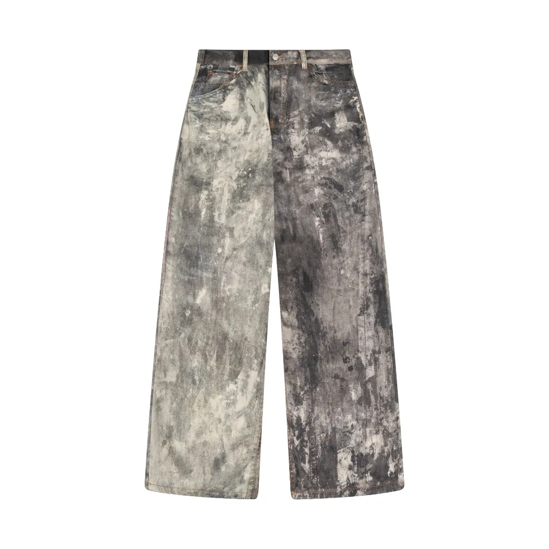 

AC 2024 Spring/Summer New Dirty Graffiti Spliced Leg Splash Jeans Pants