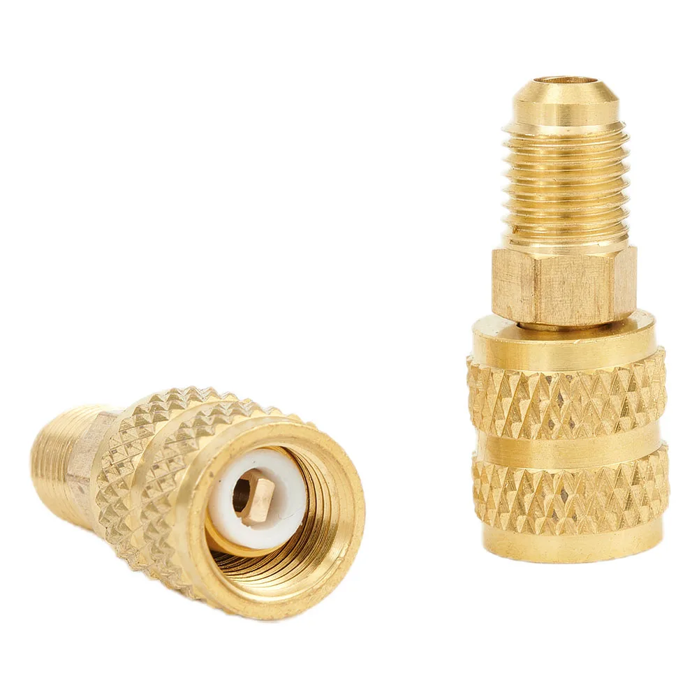 2pcs Brass R410a Adapters Female 5/16\" SAE Male 1/4\" SAE For R22 Adapter Connection Adapter Part Tool