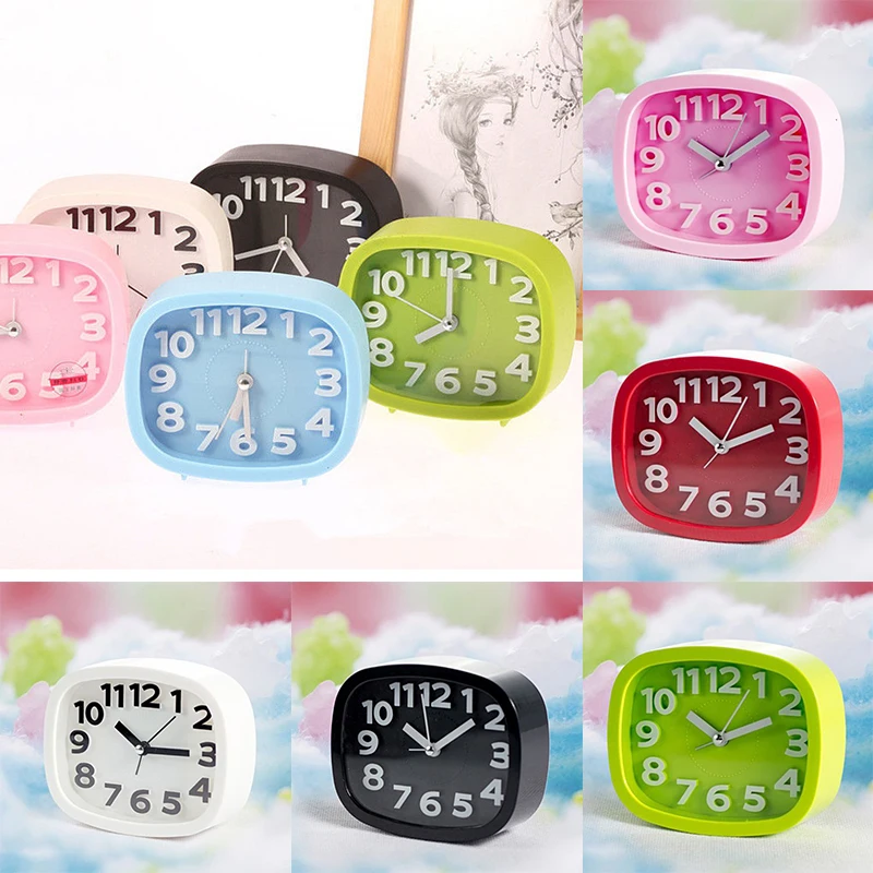 Reloj despertador de Color caramelo con batería, silencioso, para escritorio, mesa, analógico