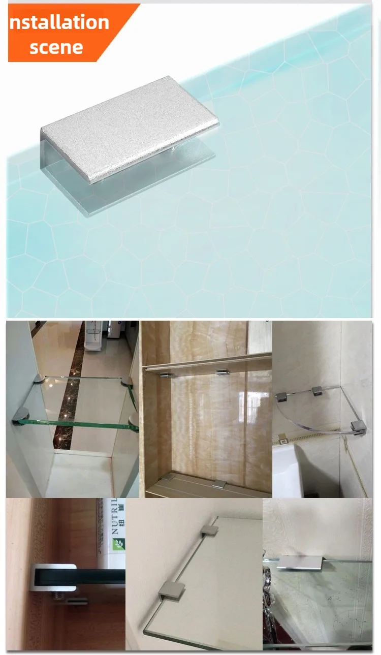 4 Stück Glasklemmenhalter Regalclip Aluminiumhalterung für 5mm 6mm 8mm 10mm 12mm dicke Platten Quadratische Glasklemmen – Detail 2