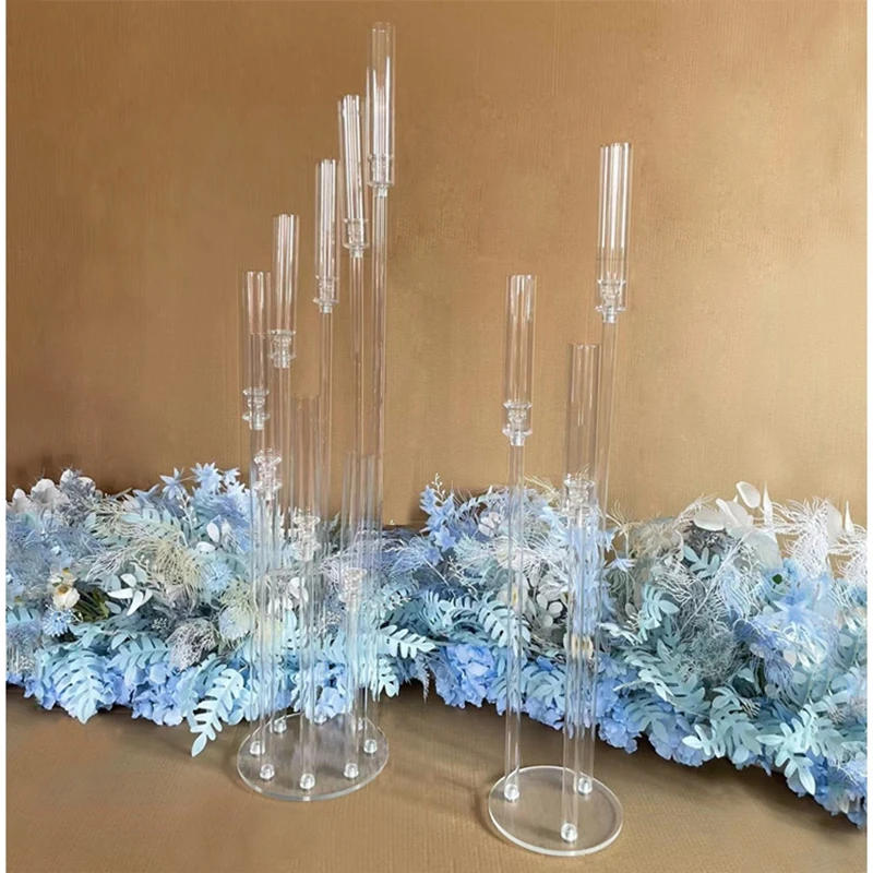 Clear Acrylic Candle Holders for Wedding, Tall Crystal, 5 Arms Candelabra, Party and Marriage Decoration, New Style