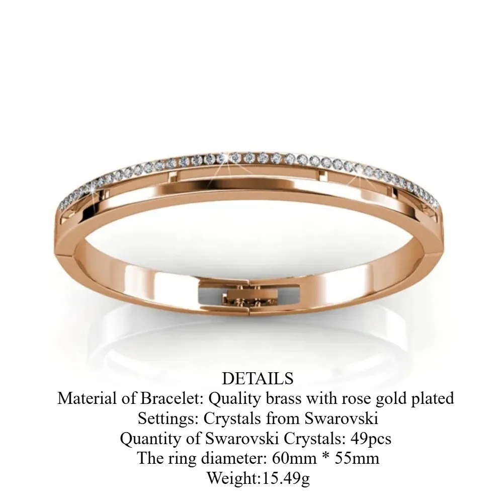 Cuff Bangles Embellished with Swarovski Crystals for Women Trendy Quality Brass Bracelet for Female Jewelry Gift
