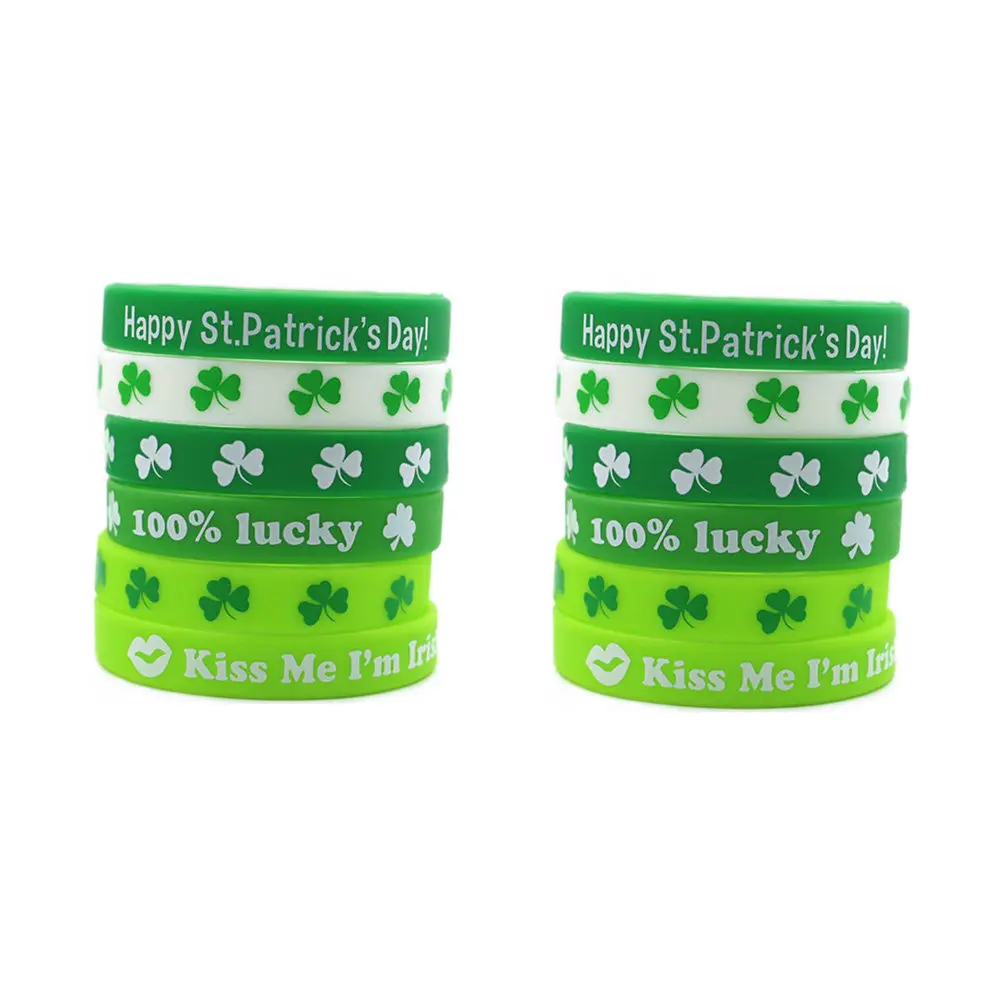 18Pcs Clover Silicone Wristbands Comfortable Party Bracelets Day Gifts Accessories Silicone Bracelets