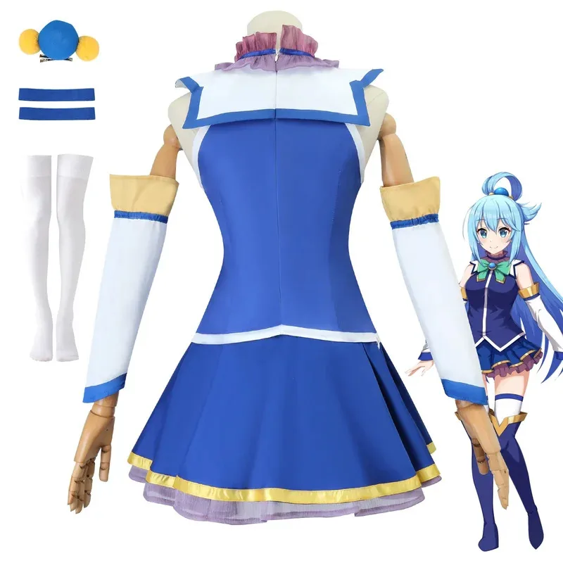 AIAI 2025Anime KonoSuba God's Blessing on This Wonderful World Cosplay Aqua Costume Uniform Wig Dress Set Party Outfit
