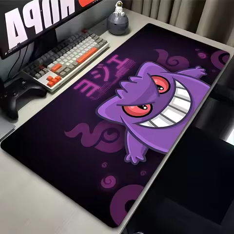 Leather Material Gaming Keyboard Rugged Laptop Japan Cool Anime Mouse Pad Black Pokemon Desk Mat PCGengar Gamer Cabinet Mousepad