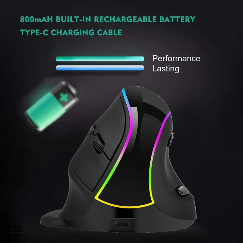 New RGB 2.4G Wireless Bluetooth Vertical Mouse Gaming Ergonomics Mice 4000 DPI Right Hand For Computer  PC Laptop Desktop