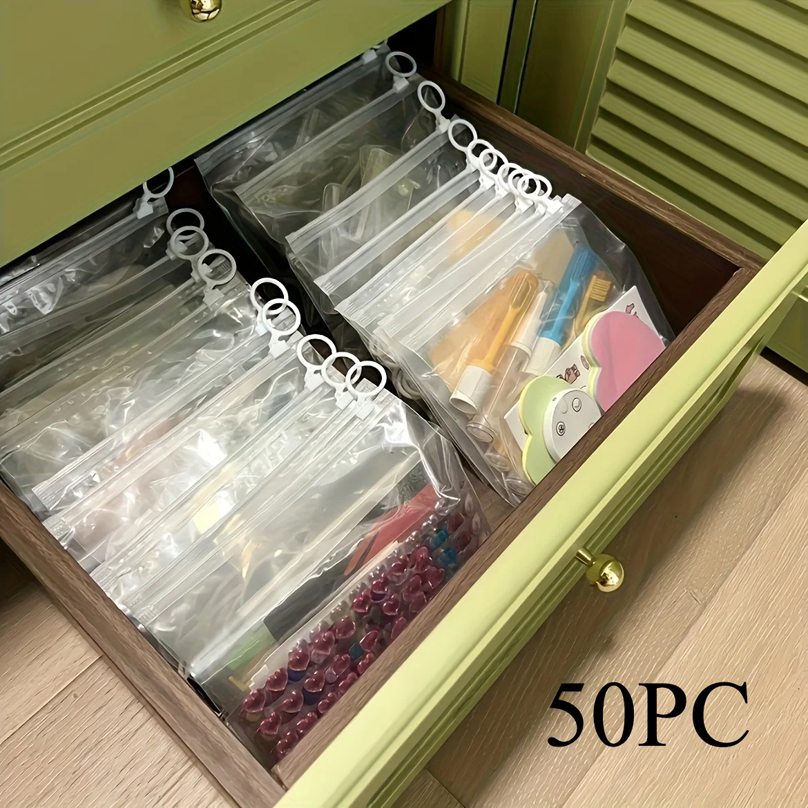 50Pcs Durable Zippered Storage Bags with Handles, Rectangular 9.06*5.51inch Organizer for Wardrobe Under‑Bed Moving & Travel Use