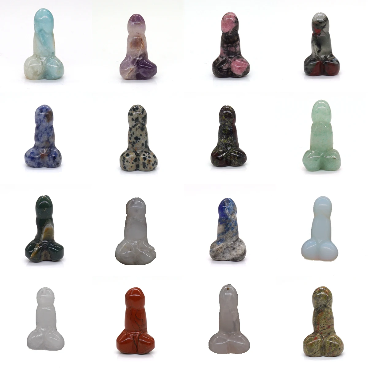 

1" Mini Penis Figurine Natural Stones Carved Craft Decoration Quartz Polished Healing Crystal Reiki Statue Trinket Room Ornament