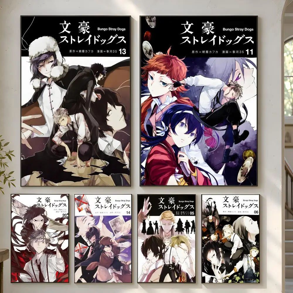 Stylish Classic Anime B-Bungo Stray Dogs Poster Premium Modern Waterproof Wall Art Pictures for Bedroom Living Room Bar Decor