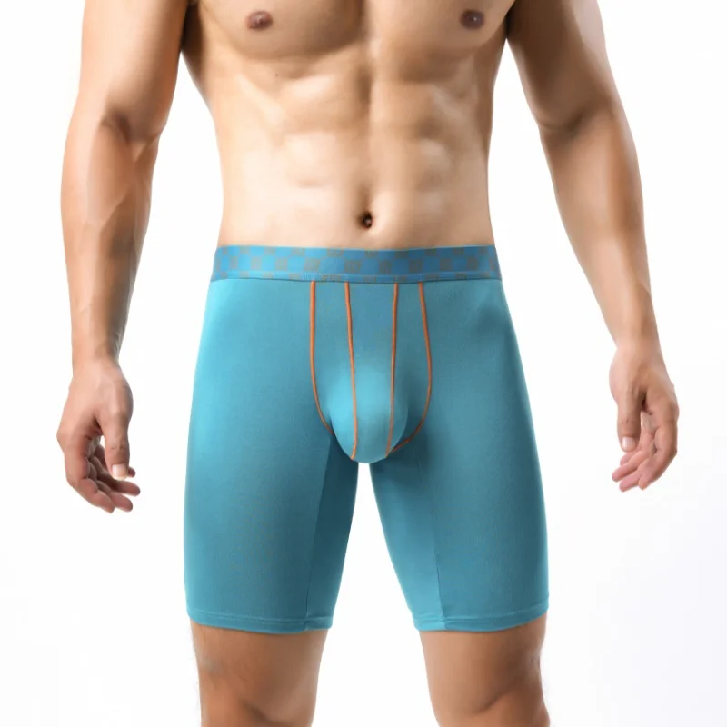 Men's Boxers Anti-Wear Legs Bamboo Fiber Underwear Solid Mid-Waist Boxer U Convex Pouch Lingerie Underpants Sports Shorts