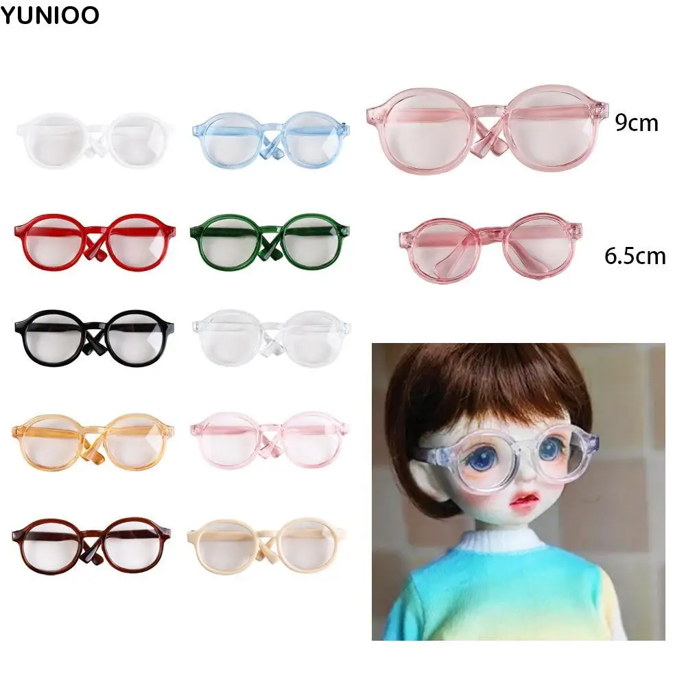 

Doll Accessory Transparent Plastic Glasses Transparent Candy Color Round Transparent Glasses 6.5CM 9CM Round Doll Mini Glasses