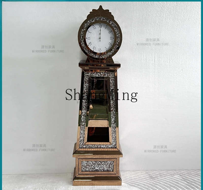 

CL Retro Floor Clock Handmade Light Luxury Glass Crystal Mirror Table Clock Living Room Hotel Study