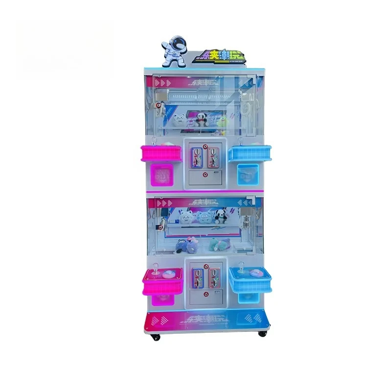 Space Theme 4 Players Mini Claw Machine Space Saving Arcade Game Machine Metal Cabinet Toy Crane Machine for Malls Game Centers