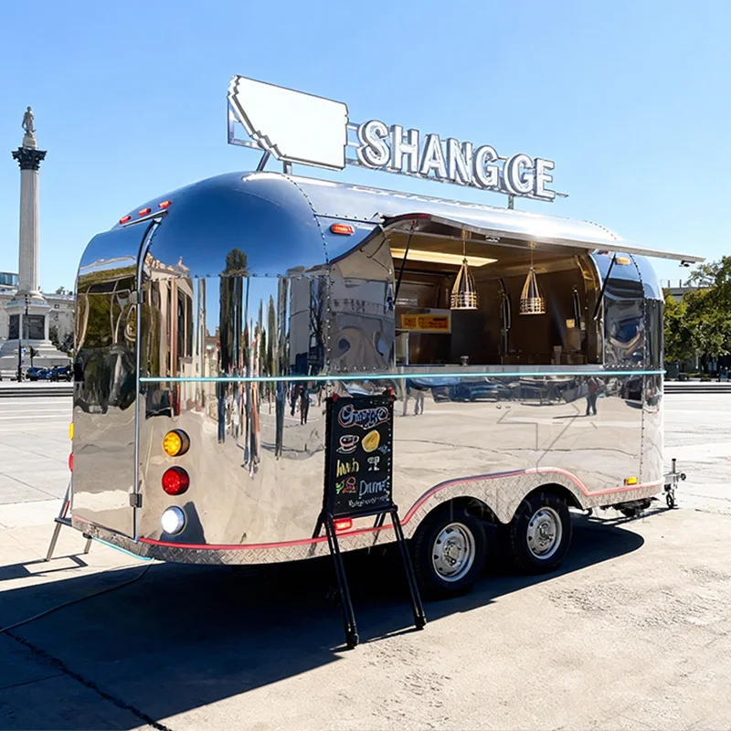 Outdoor Commercial Food Truck Movibles Waffle Crepe Dessert Food Cart Trailer Pancake Ice Cream Food Trailer with Full Kitchen