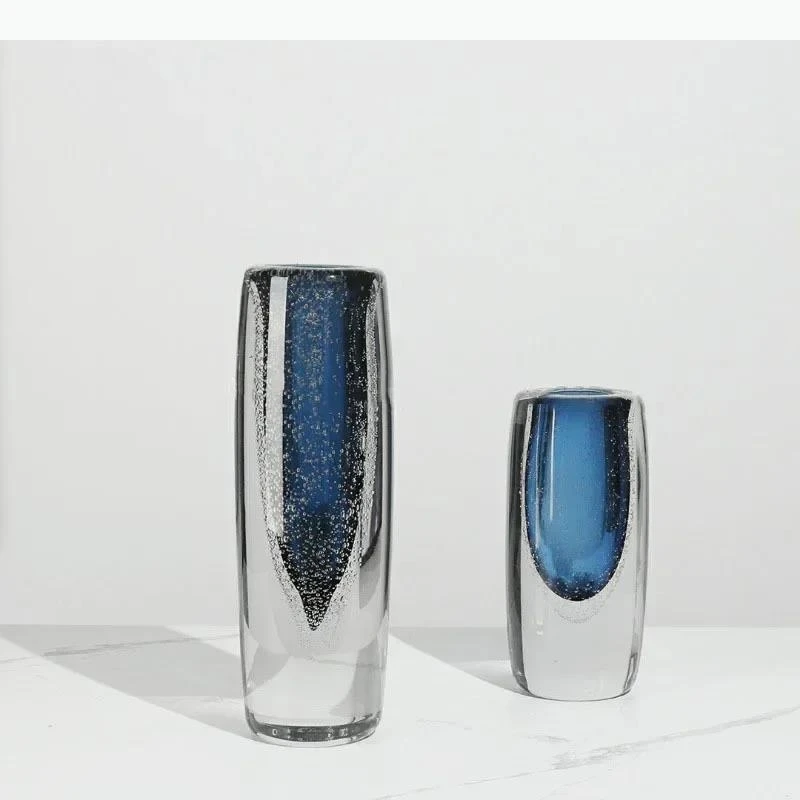 Deep Sea Blue Bubble Glass Vase Hydroponics Flower Pots Desk Decoration Flower Arrangement Floral Vases Modern Home Decor