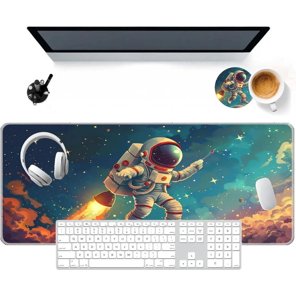 Tapete de mouse estético Kawaii, 31,5x11,8 polegadas, acessório de mesa fofo, tapete de mouse de escritório antiderrapante