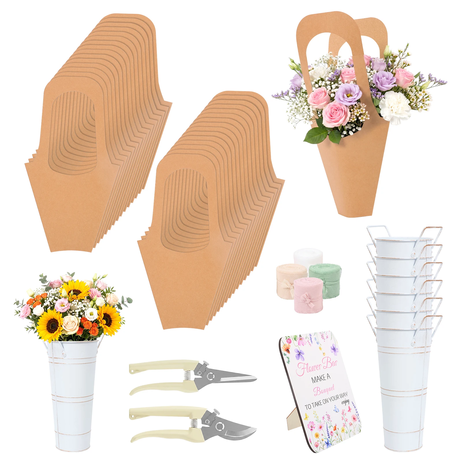 kit-de-43-pieces-pour-arrangement-floral-seau-sacs-cadeaux-en-papier-ciseaux-a-fleurs-panneau-et-ruban-pour-la-decoration-interieure
