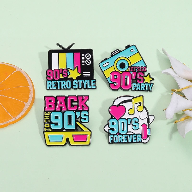 Back To The 90s Enamel Pins Funny Slogans Nostalgia Retro Style Hip Hop Metal Brooches Lapel Badge Jewelry Gifts For Friends