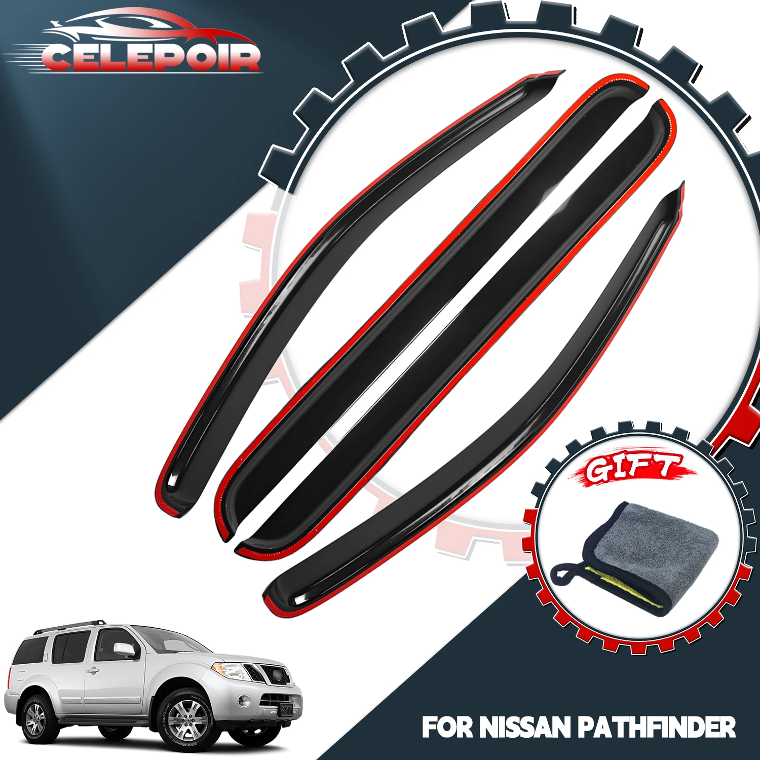 

Дефлекторы окон (ветровики) дымчатые для Nissan Pathfinder 2005-2012