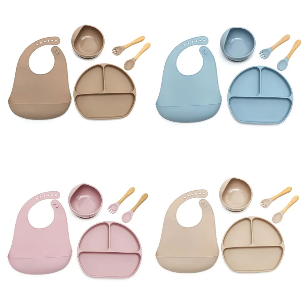 

Набор для отлучения от груди из 5 предметов, силиконовая присоска, миска, ложка, вилка и нагрудник, минималистичные чистые цветные принадлежности для кормления, посудомоечная машина S
