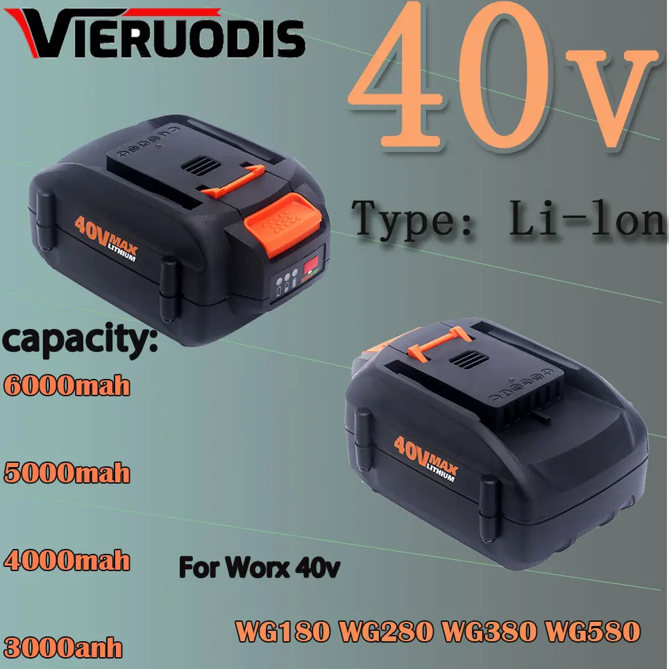 

40V WA3580 Lithium-Batterie For Worx 40V 6000mAh Battery WG180 WG280 WG380 WG580 Ersatz Worx 40V Lithium-Batteries