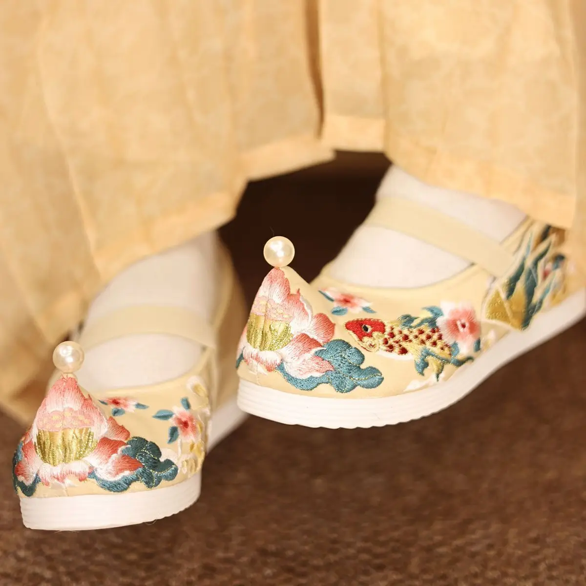 Women's Antique Embroidered Shoes Hanfu Raised Fabric Shoes Flat Heels Hanfu Shoes 4cm Heel Platform Shoes Ancient Style Shoes