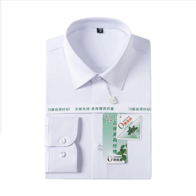 Anti-Wrinkle Polyester Casual Long Sleeve Men Shirt short sleeves Camisa Social Business black Blue White Office Shirt