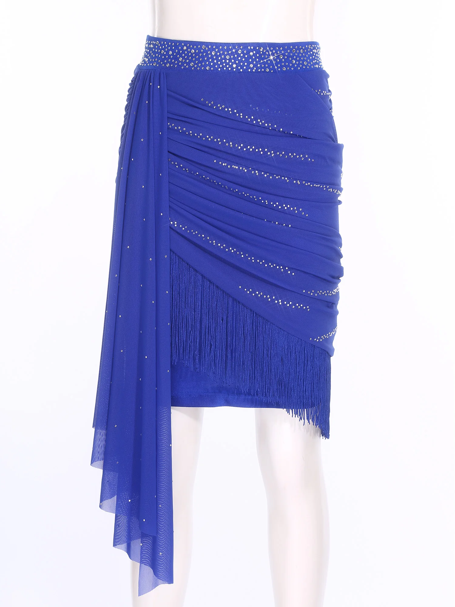 Damskie spódnice do tańca latynoamerykańskiego salsa rumba jazz tango, kostiumy sceniczne, błyszczące dżety, kostiumy do występów, przezroczysta spódnica z siateczki.