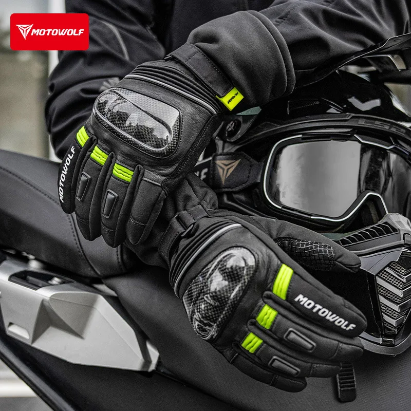 

Motorcycle riding winter waterproof warm protective gloves fleece extended windproof touch screen anti-splashing gloves