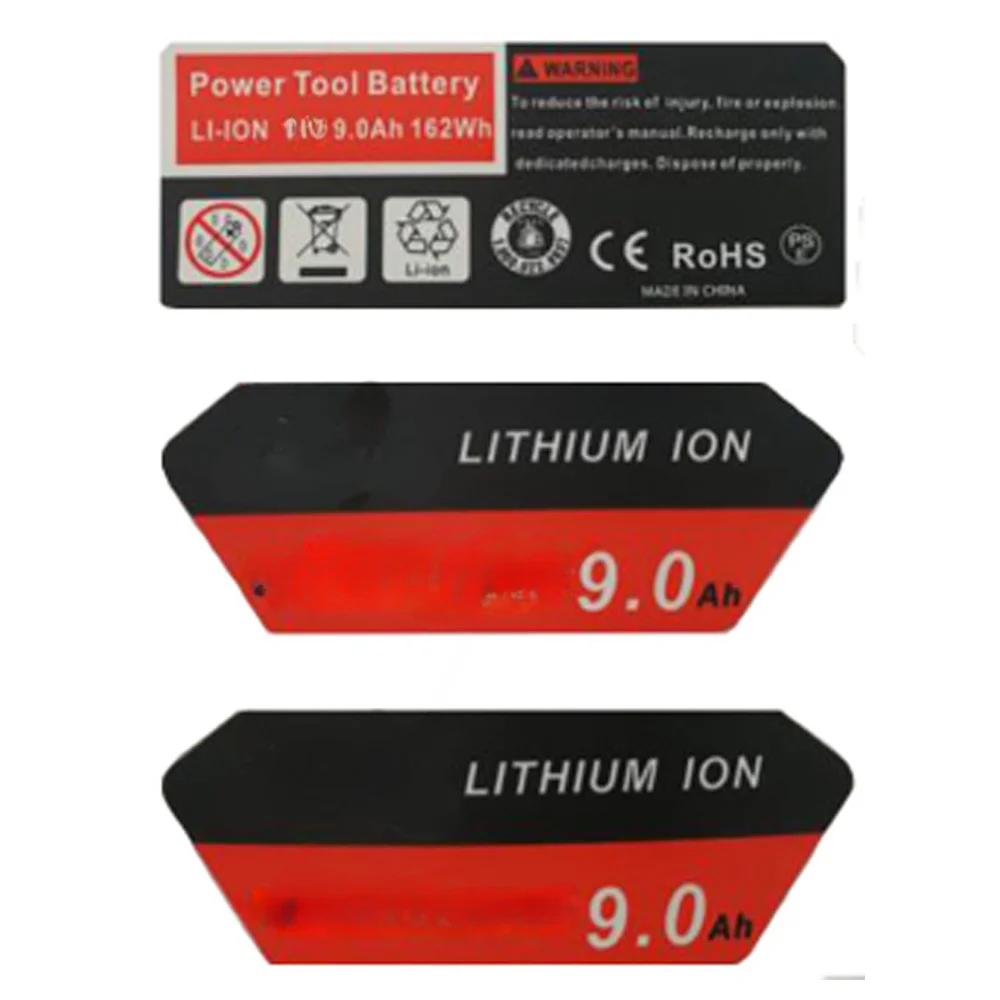 2 Sets Li-ion Battery 3Ah 6Ah 9Ah Sticker Label Model Number electric quantity identification For Milwaukee 18V Log