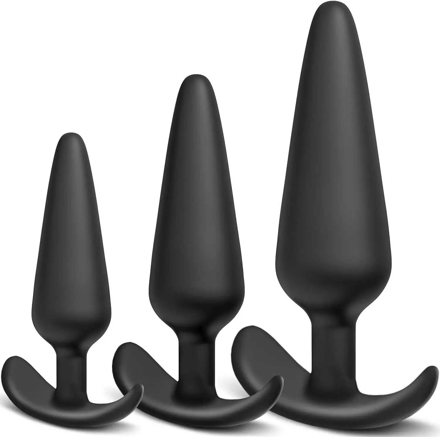 Silicone Anal Plug 3 Butt Plugs Training Set for Beginners Advanced Users with Flared Base Prostate Sex Toys For Men Women