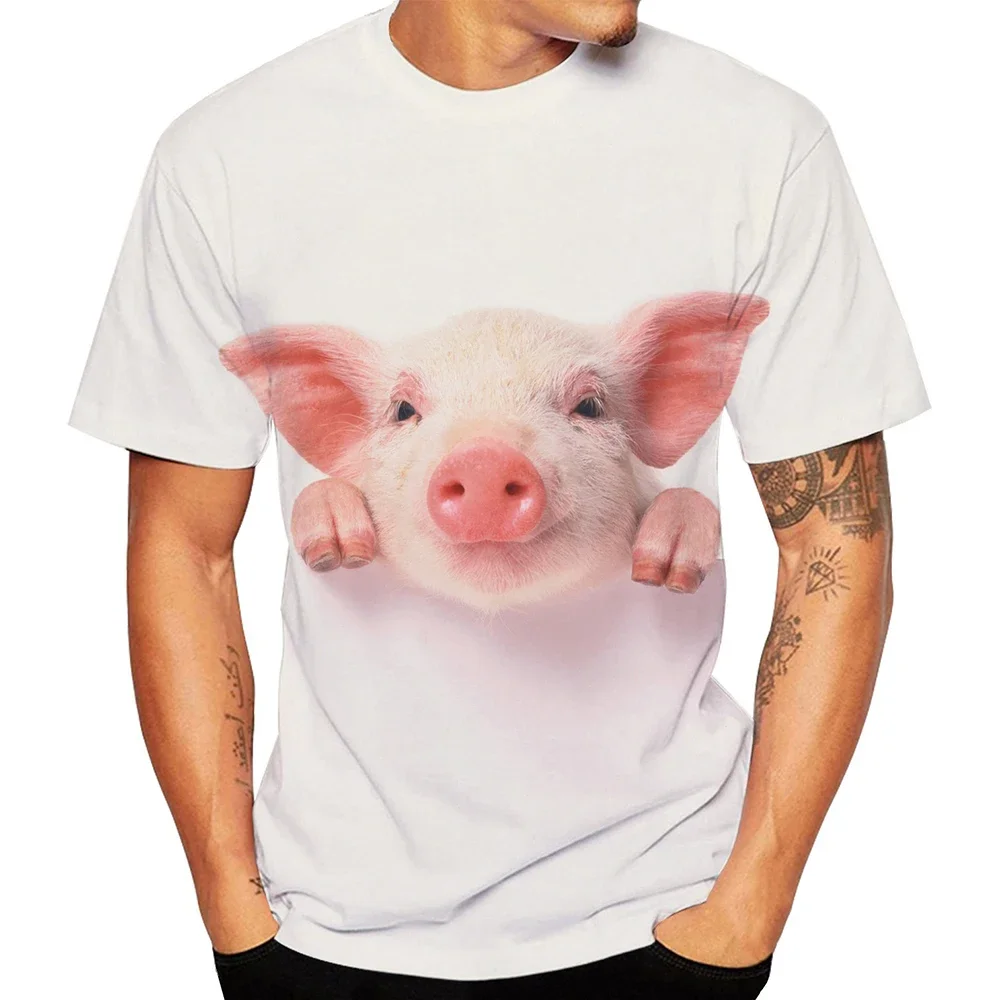 Summer New 3D Print Funny Pig T-Shirts Cute Animal Streetwear Men Women Casual Fashion Oversized T Shirt Kids Tees Tops Clothing