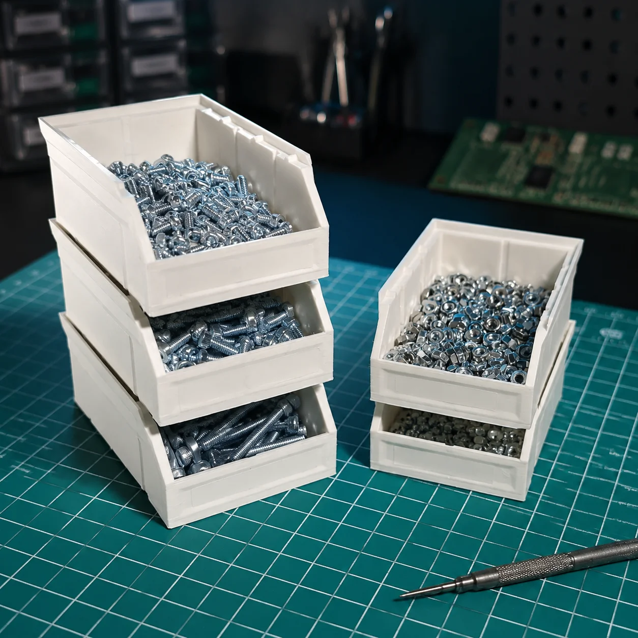 Single-Layer Inclined Opening Desktop Storage Case, Small Parts Sorting Organizer, Table Container for Mini Hardware Accessories