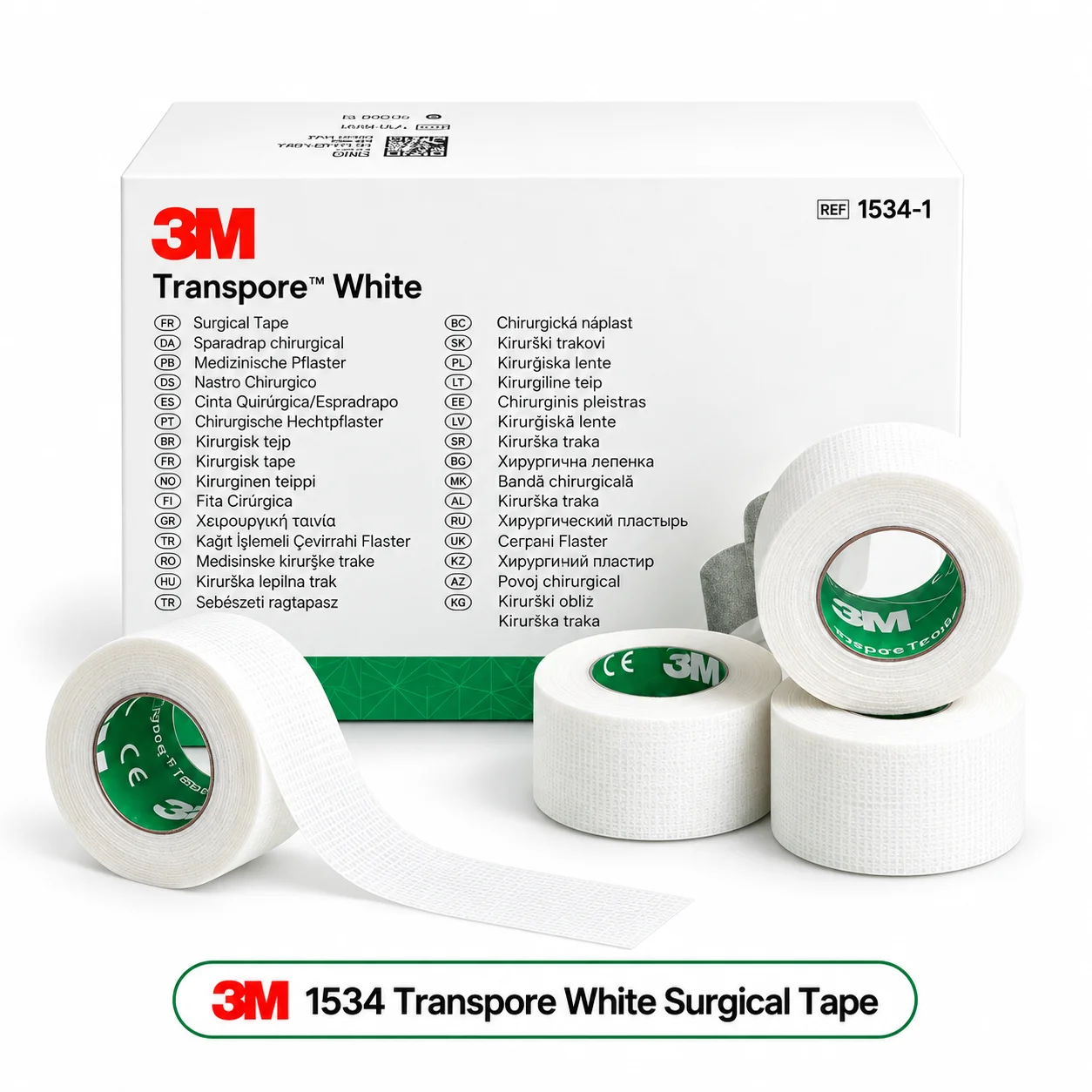 Original 3M 1534 Transpore White Surgical Tape Highly Breathable Hypoallergenic Gentle Adhesion Easy Tear Tape