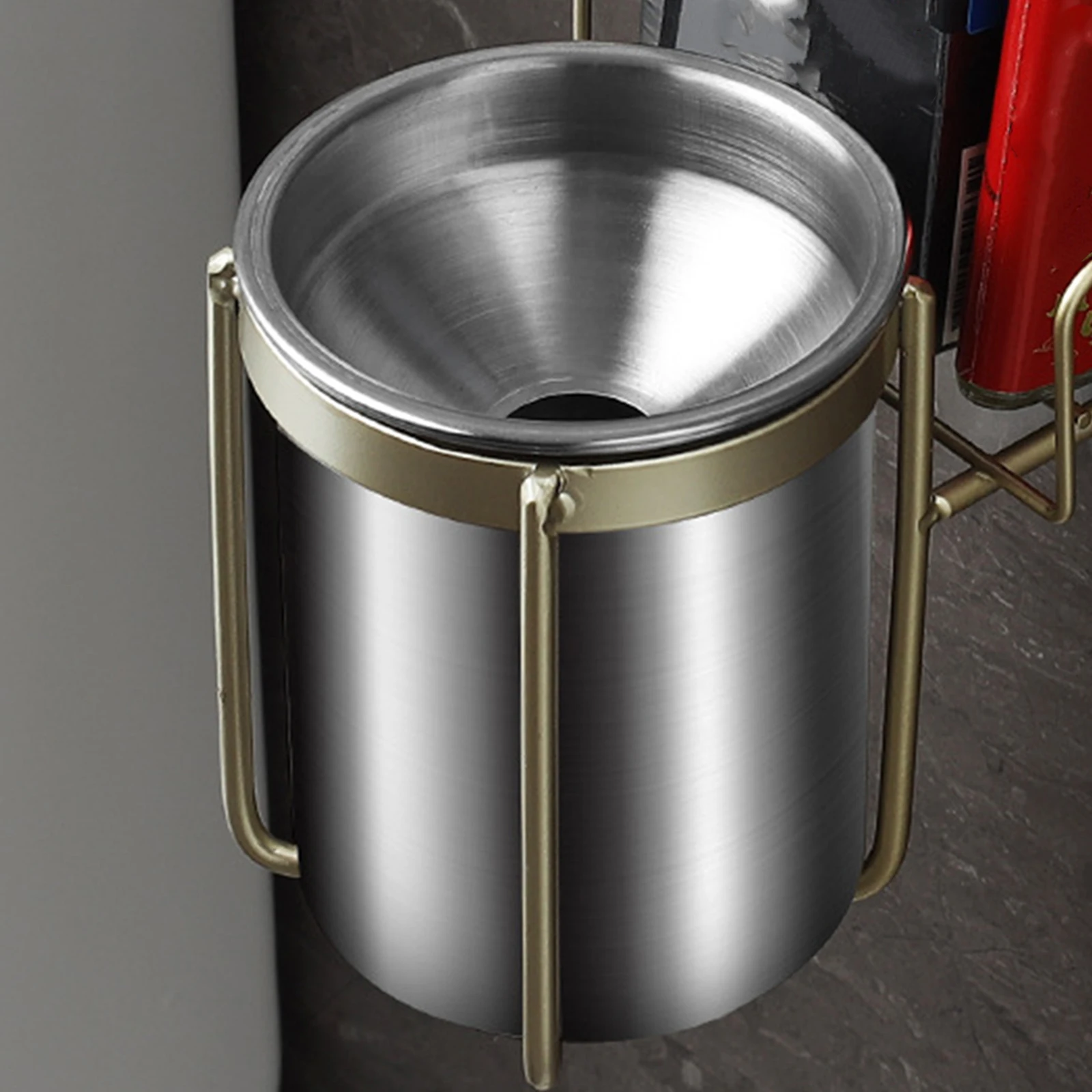 

Stainless Steel Wall Mount Ashtray Cigarette Butt Container Windproof For Bathroom Toilet Living Room Office Household