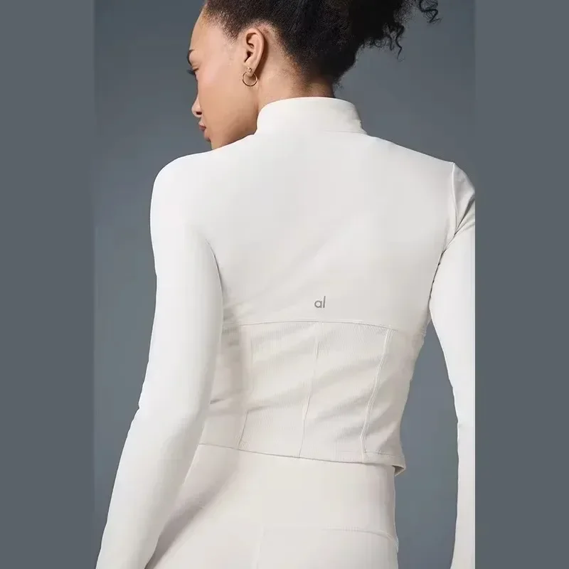 AL Slim aérographe Corset veste zippée complète sport à manches longues femmes vêtements de Yoga séchage rapide fermeture éclair Cardigan col montant veste