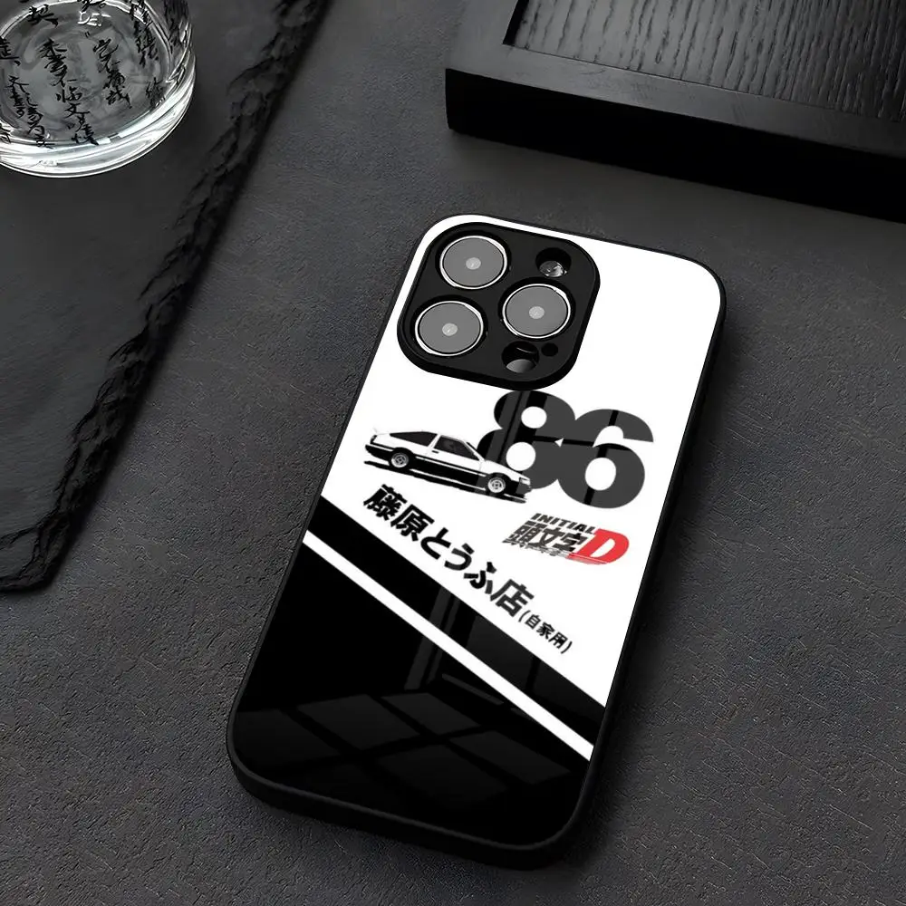 Anime Initial D AE86 Phone Case Glass For iPhone 12 15 14 13 16 11 Pro XS Max Plus Mini X XR E2020 Tempered Coque